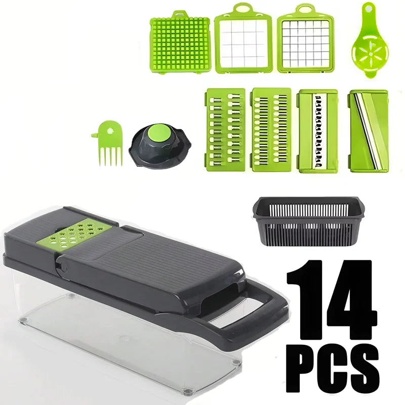 Kitchen Multifunctional Household Dicing Slicing and Shredding Quick Vegetable Cutter 14/16 Piece Vegetable Cutter Set