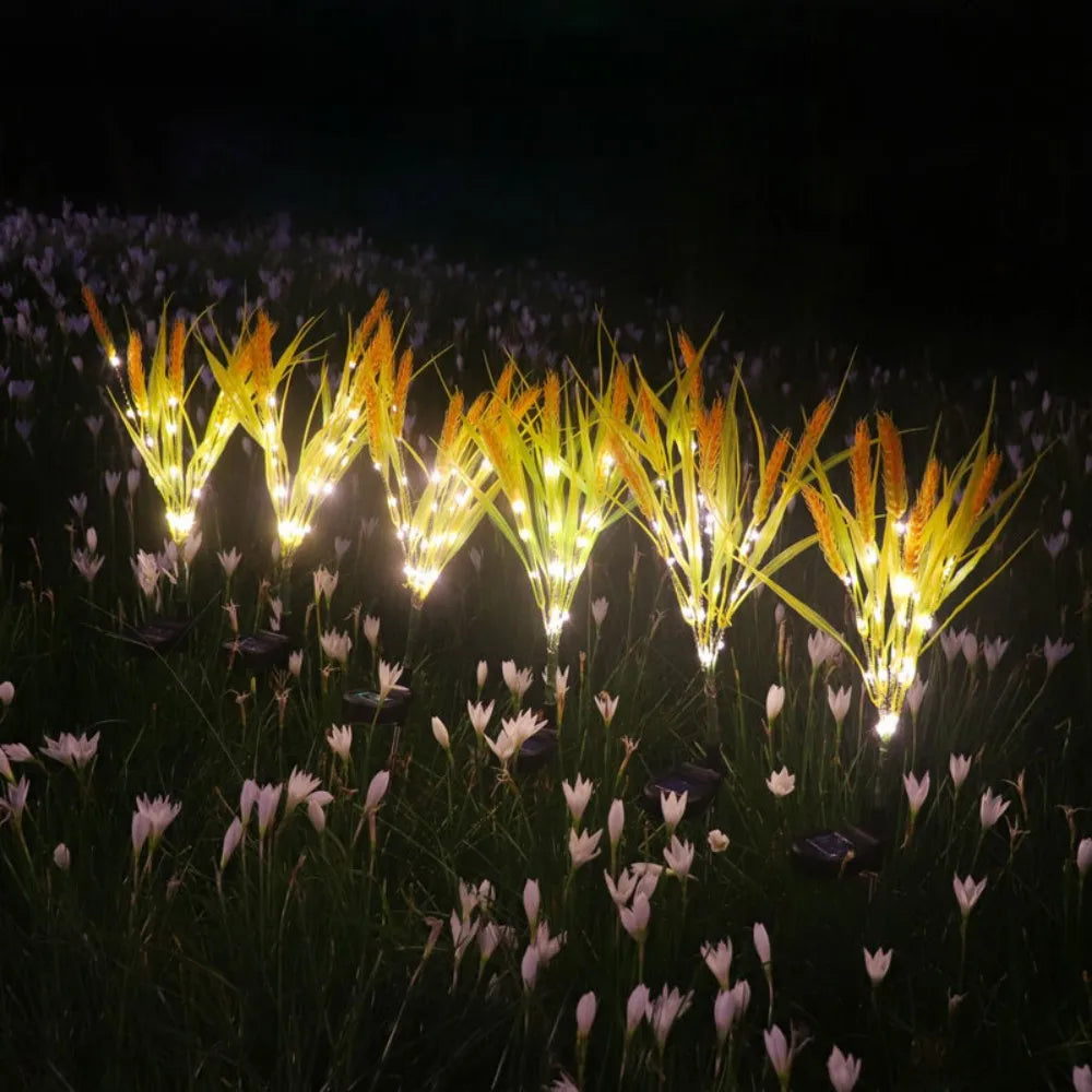 1PC 7Head Solar Powered Wheat Ear Ground Mounted Light,Suitable for Courtyard,Garden,Lawn,Outdoor,Camping,Party Decoration