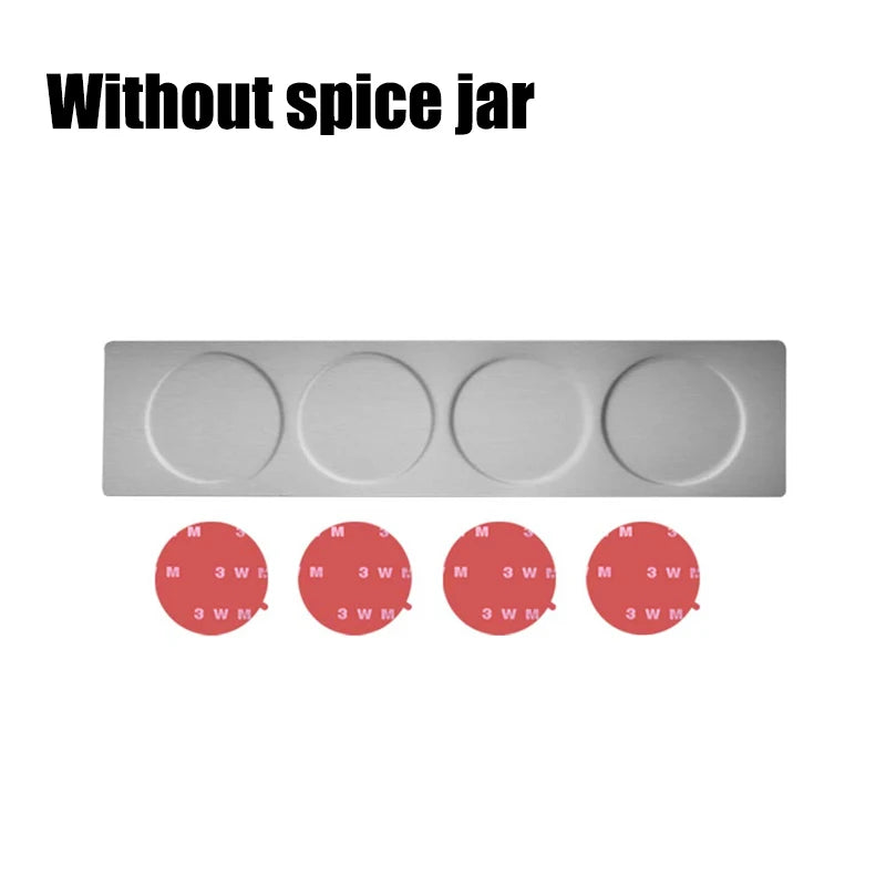 Magnetic Spice Jars with Wall Mounted Rack Stainless Steel Spice Tins Seasoning Containers with Spice Label Food Storage Base