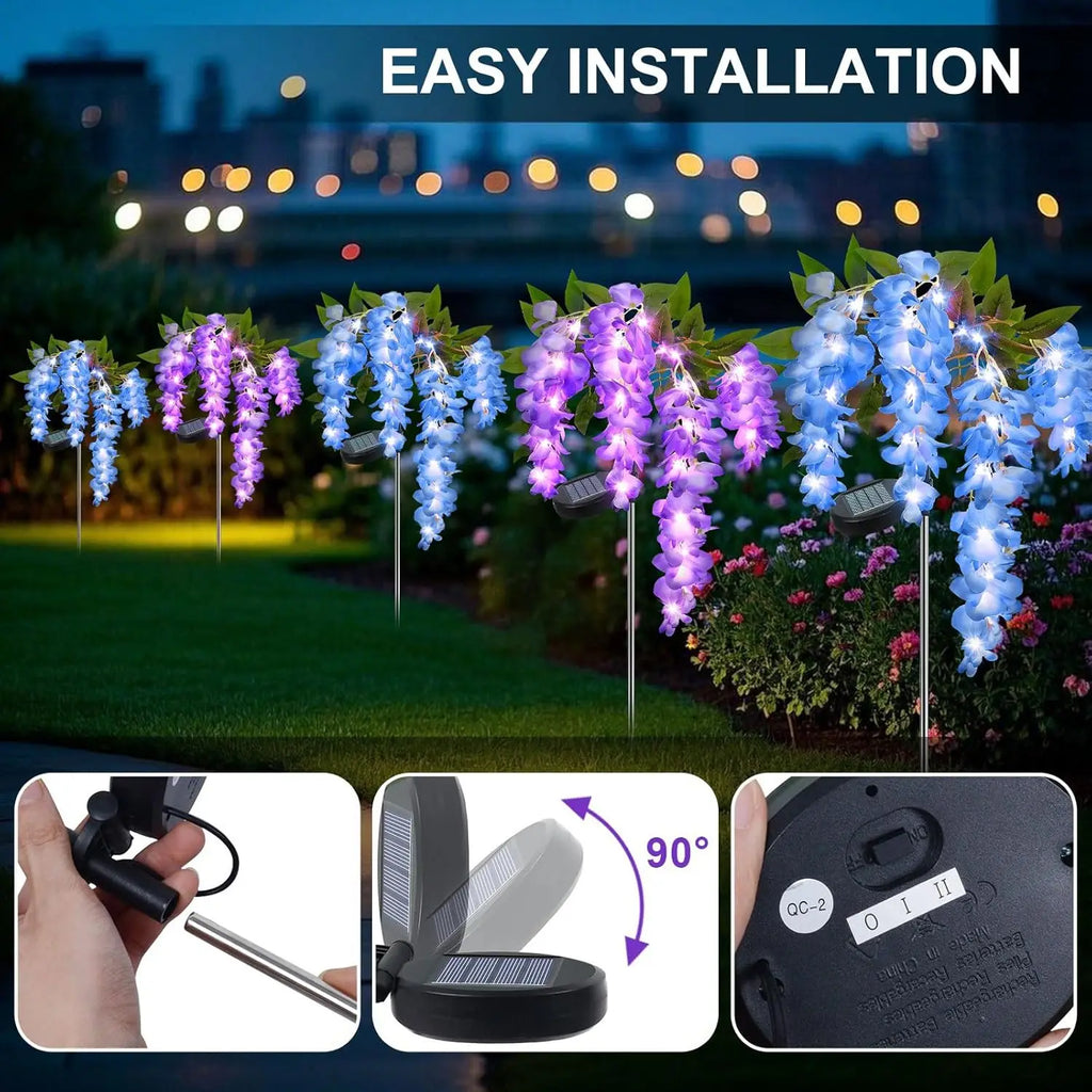 Solar Simulation Wisteria Flower Lamp Outdoor Waterproof Plug-In Lamp Is Suitable for Lawn Garden Garden Decorative Lamp