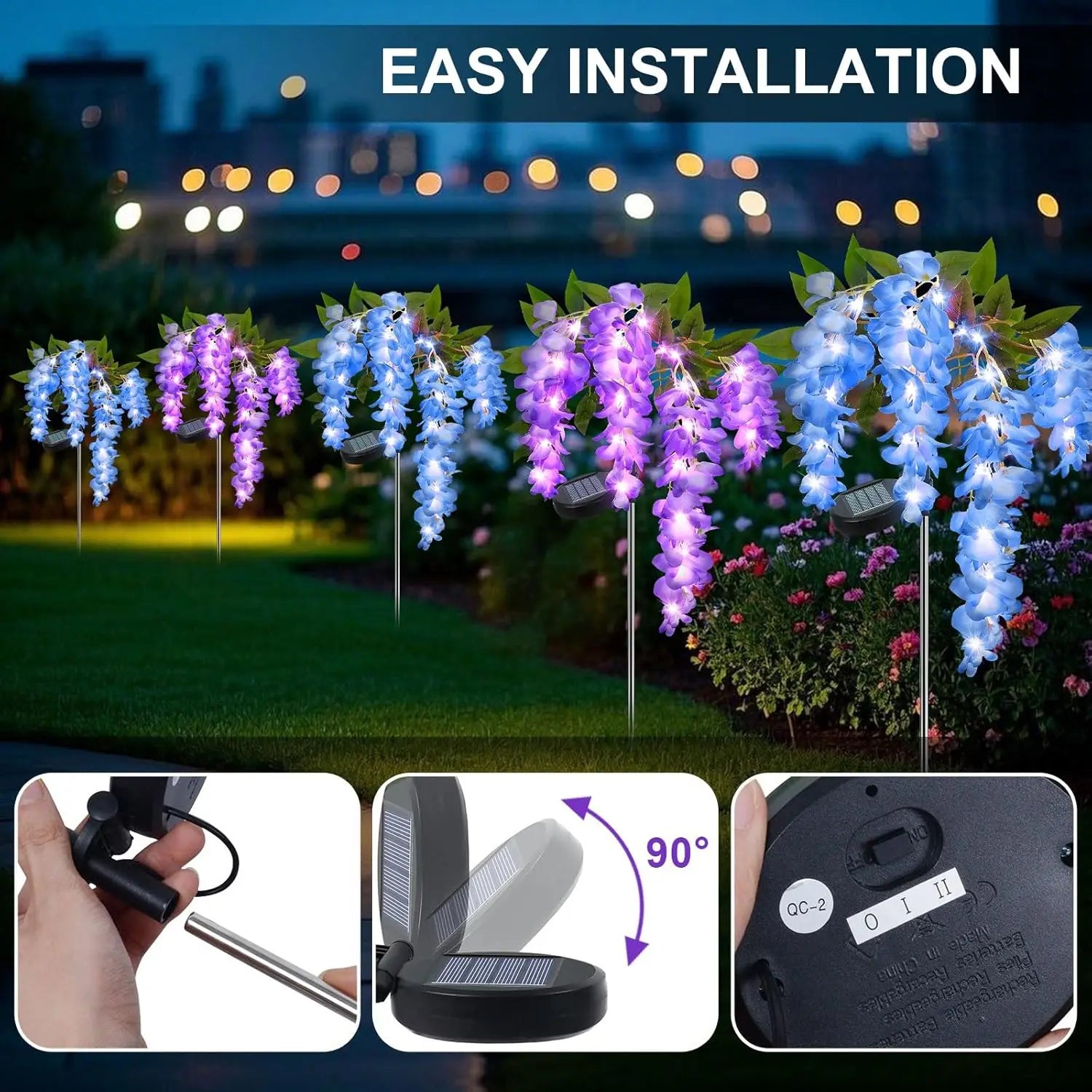 Solar Simulation Wisteria Flower Lamp Outdoor Waterproof Plug-In Lamp Is Suitable for Lawn Garden Garden Decorative Lamp