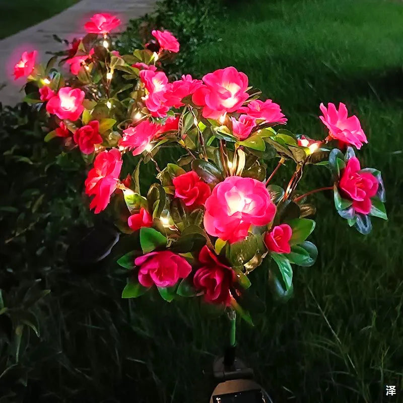 LED Solar Powered Garden Lights Azalea Flowers Outdoor Solar Waterproof Lights Summer Lawn Lights Pathway Decoration 103