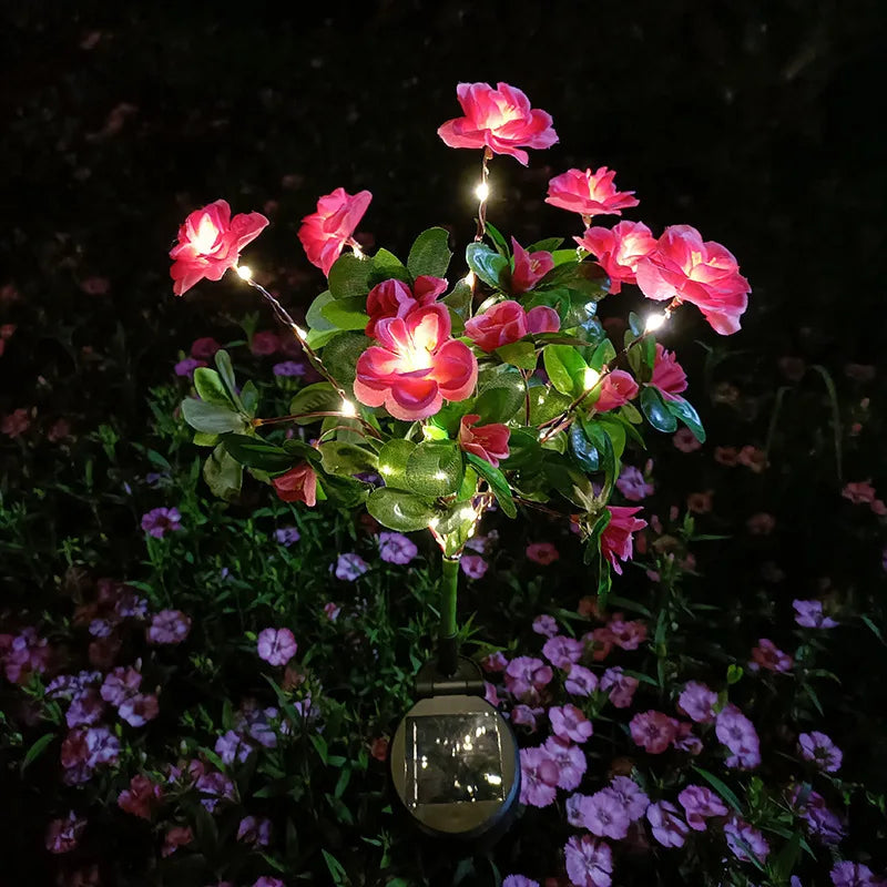 LED Solar Powered Garden Lights Azalea Flowers Outdoor Solar Waterproof Lights Summer Lawn Lights Pathway Decoration 103