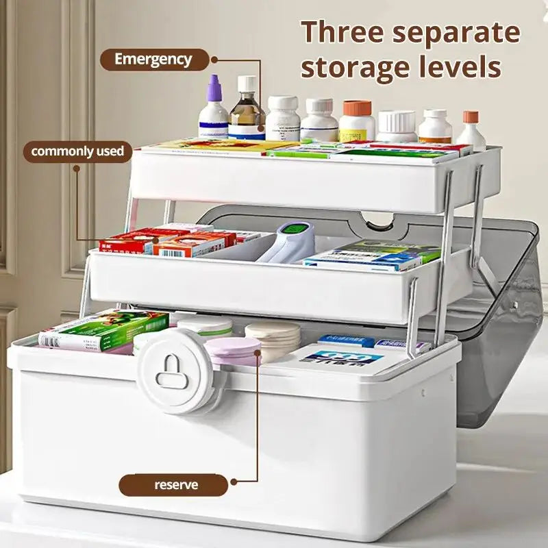 1Pc White Large Capacity Medicine Box for Home Medicine Storage Multi Layer Classification Home Medicine Box