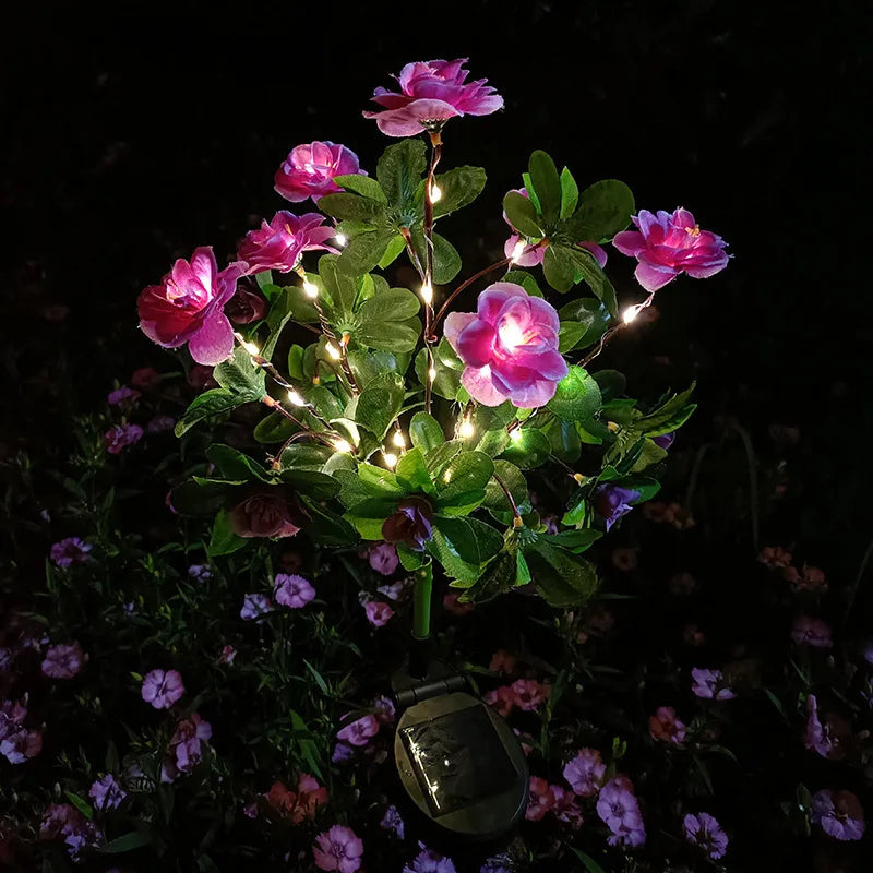 LED Solar Powered Garden Lights Azalea Flowers Outdoor Solar Waterproof Lights Summer Lawn Lights Pathway Decoration 103