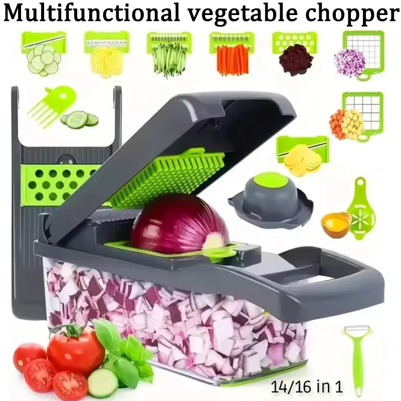 Kitchen Multifunctional Household Dicing Slicing and Shredding Quick Vegetable Cutter 14/16 Piece Vegetable Cutter Set