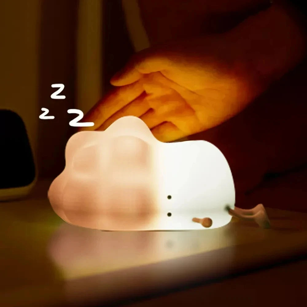 Cute Animal Touch Sensor LED Night Lamp USB Rechargeable Silicone Lamp Timing Bedside Desktop Decoration Cartoon Book Lights