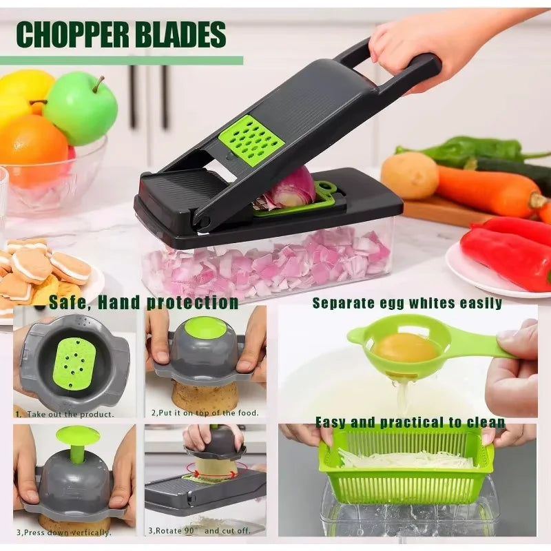 Kitchen Multifunctional Household Dicing Slicing and Shredding Quick Vegetable Cutter 14/16 Piece Vegetable Cutter Set