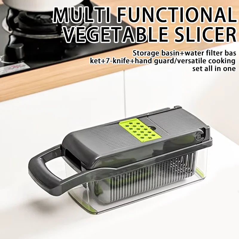 Kitchen Multifunctional Household Dicing Slicing and Shredding Quick Vegetable Cutter 14/16 Piece Vegetable Cutter Set