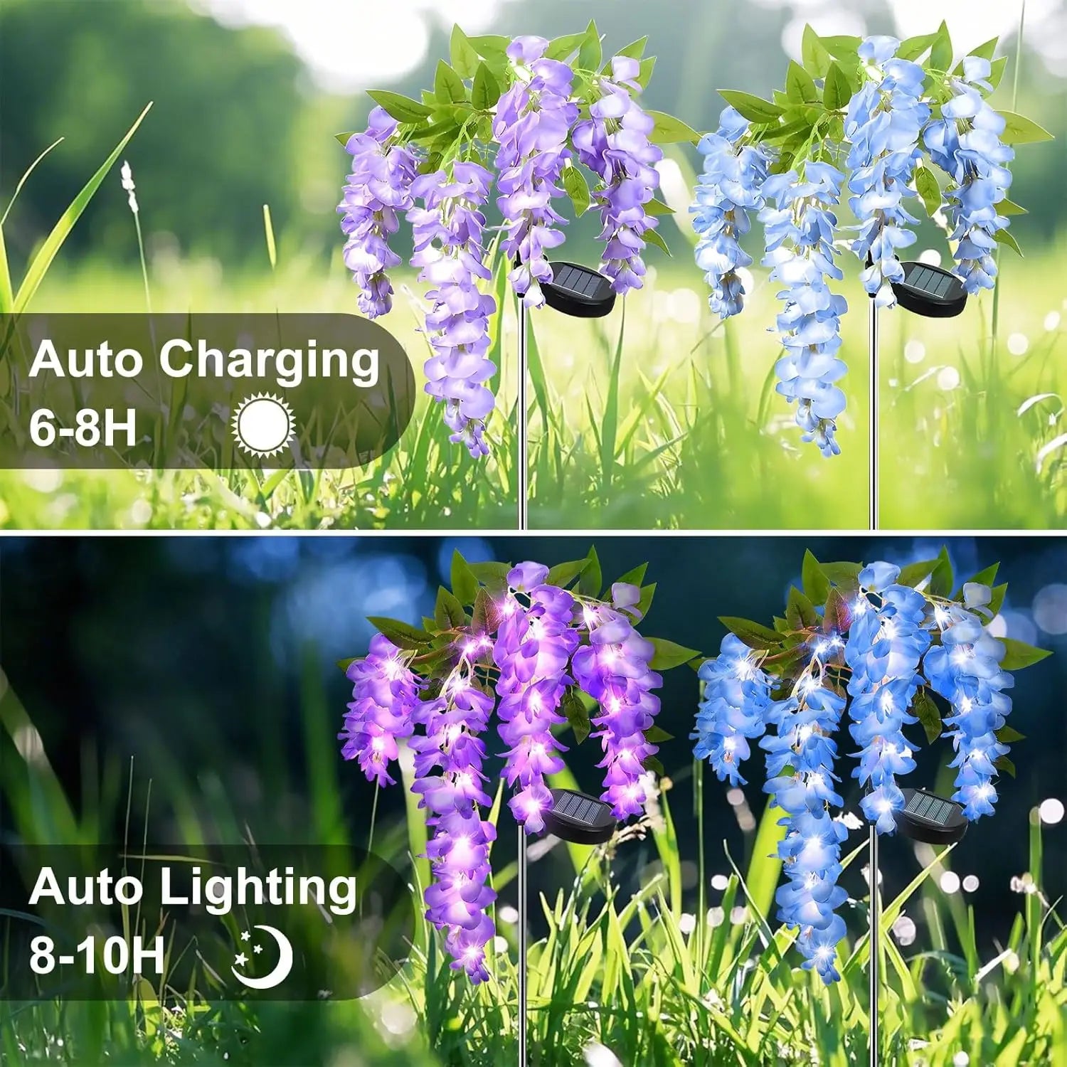 Solar Simulation Wisteria Flower Lamp Outdoor Waterproof Plug-In Lamp Is Suitable for Lawn Garden Garden Decorative Lamp