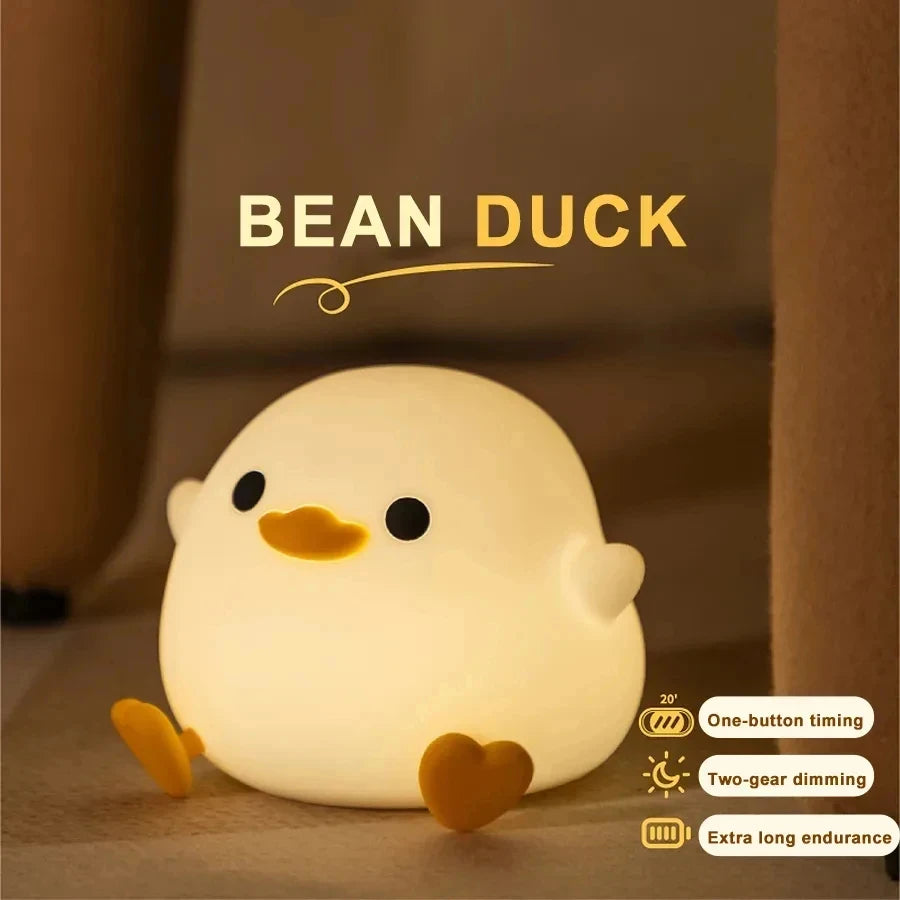 Cute Animal Touch Sensor LED Night Lamp USB Rechargeable Silicone Lamp Timing Bedside Desktop Decoration Cartoon Book Lights