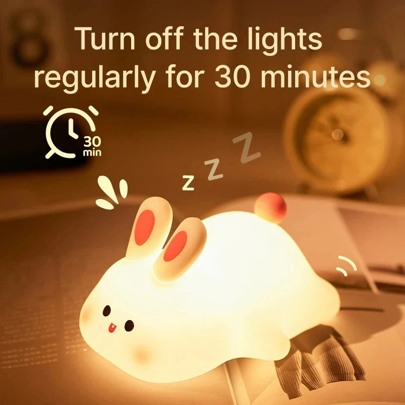 Cute Animal Touch Sensor LED Night Lamp USB Rechargeable Silicone Lamp Timing Bedside Desktop Decoration Cartoon Book Lights