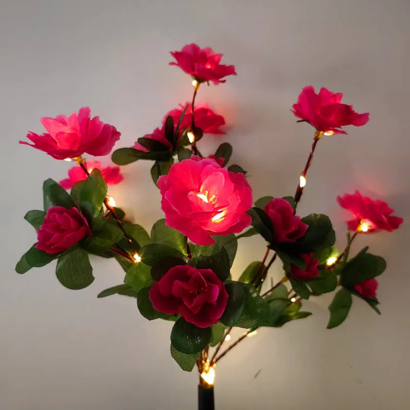 LED Solar Powered Garden Lights Azalea Flowers Outdoor Solar Waterproof Lights Summer Lawn Lights Pathway Decoration 103