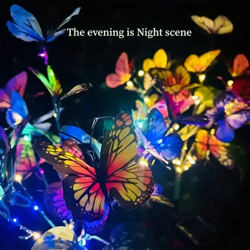 Solar LED Butterfly Flower Light Outdoor Simulation Butterfly Lawn Lamp Garden Waterproof Landscape for Home Christmas Decor