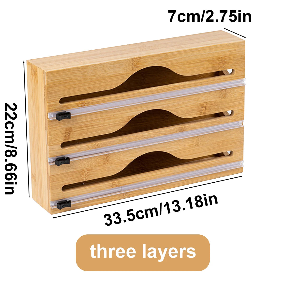 Cling Film Tin Foil Cutter, Kitchen Organizer, Bamboo Bag Cutting Box, Special Convenience, 1Pc