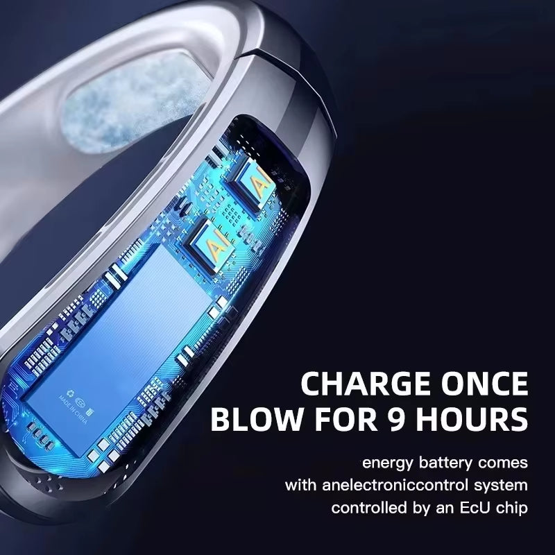 8000Mah USB Hanging Neck Fan Portable Bladeless Mini Rechargeable Mute LED Digital Display Electric Air Cooler Handheld