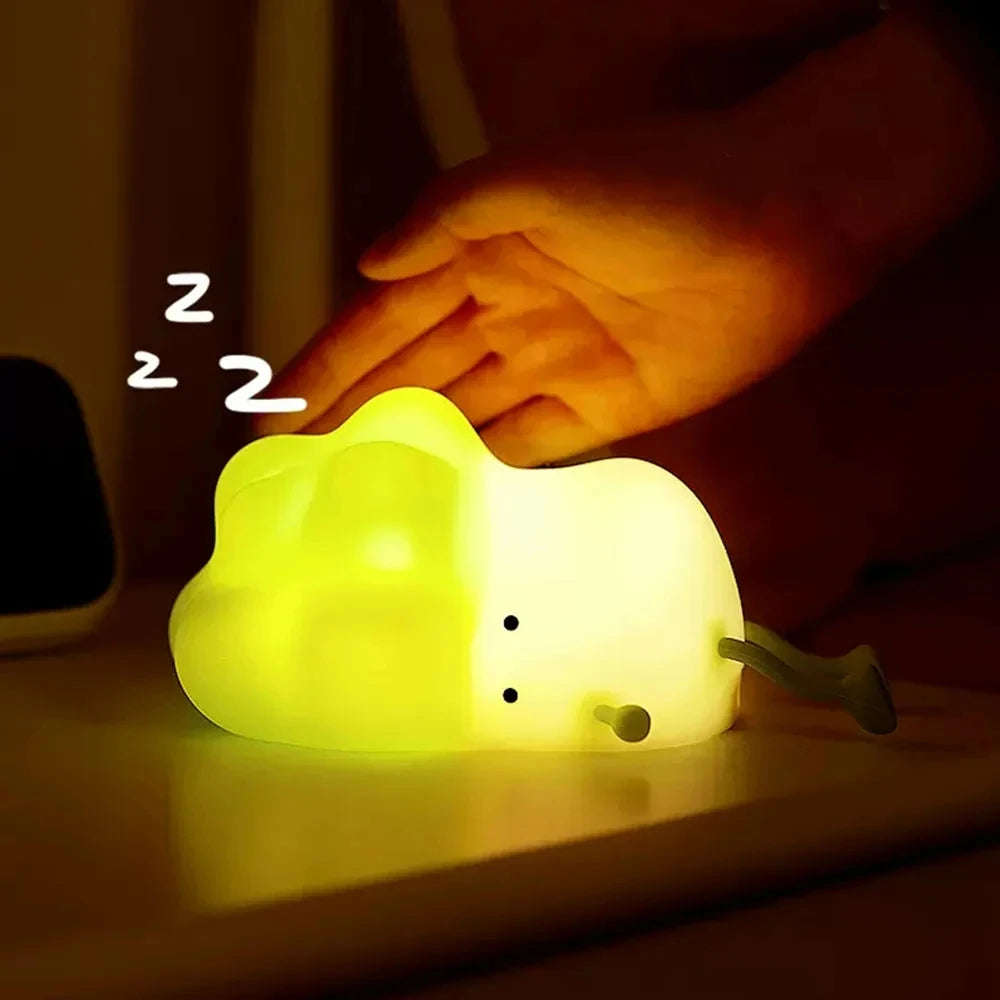 Cute Animal Touch Sensor LED Night Lamp USB Rechargeable Silicone Lamp Timing Bedside Desktop Decoration Cartoon Book Lights