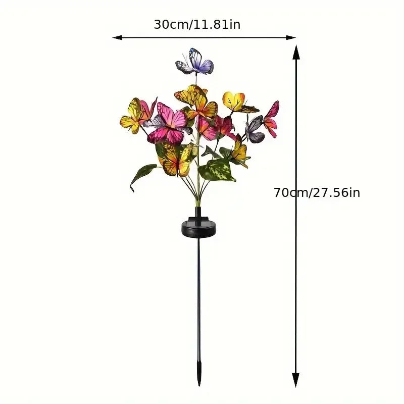 Solar LED Butterfly Flower Light Outdoor Simulation Butterfly Lawn Lamp Garden Waterproof Landscape for Home Christmas Decor