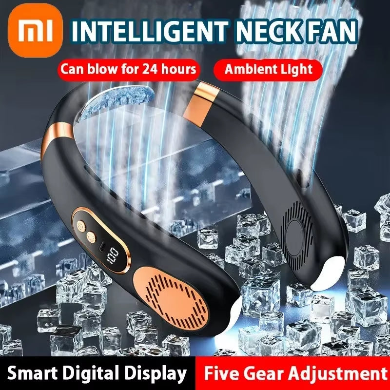 8000Mah USB Hanging Neck Fan Portable Bladeless Mini Rechargeable Mute LED Digital Display Electric Air Cooler Handheld