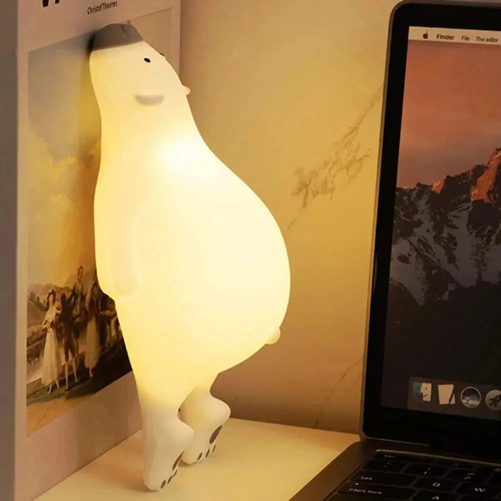 Cute Animal Touch Sensor LED Night Lamp USB Rechargeable Silicone Lamp Timing Bedside Desktop Decoration Cartoon Book Lights