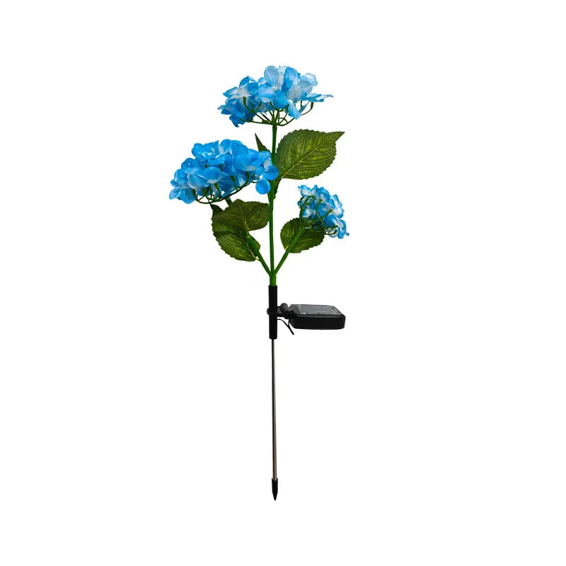 3Head Hydrangea Rose Flower Solar Led Light Outdoor Garden Lawn Lamps for Garden Vegetable Patch Patio Country House Decoration
