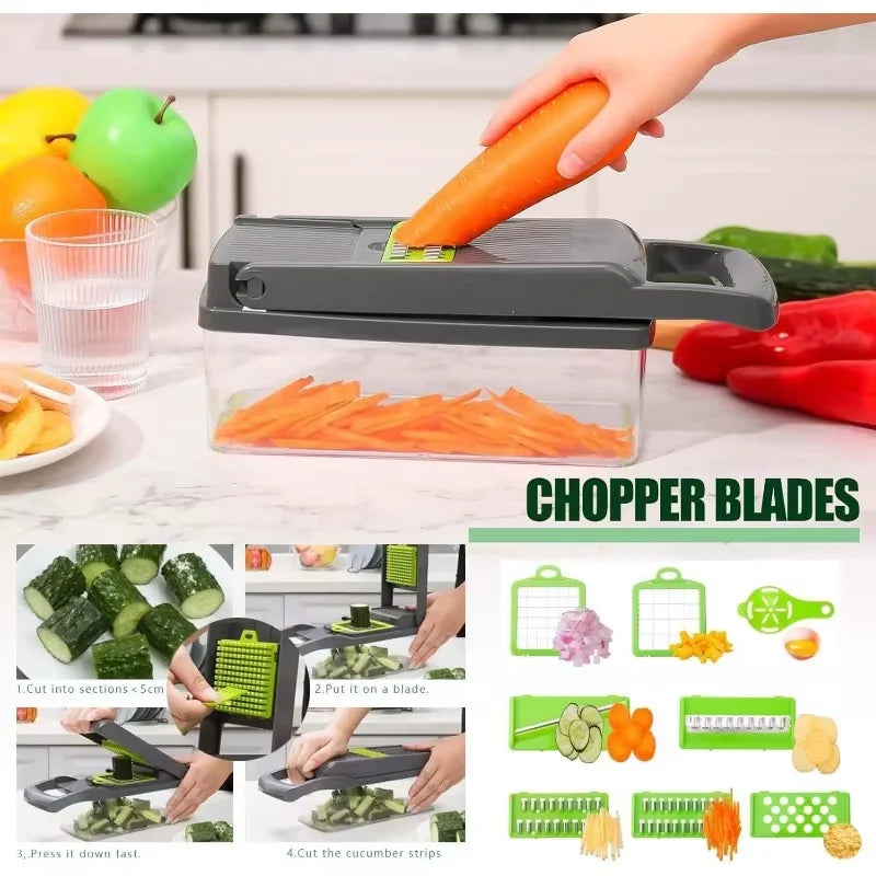 Kitchen Multifunctional Household Dicing Slicing and Shredding Quick Vegetable Cutter 14/16 Piece Vegetable Cutter Set