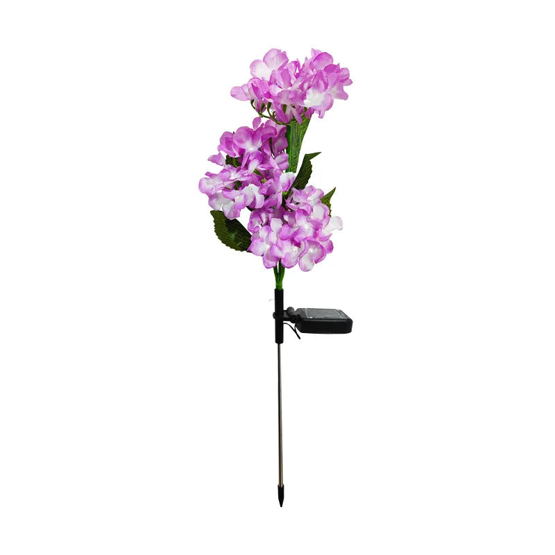 3Head Hydrangea Rose Flower Solar Led Light Outdoor Garden Lawn Lamps for Garden Vegetable Patch Patio Country House Decoration