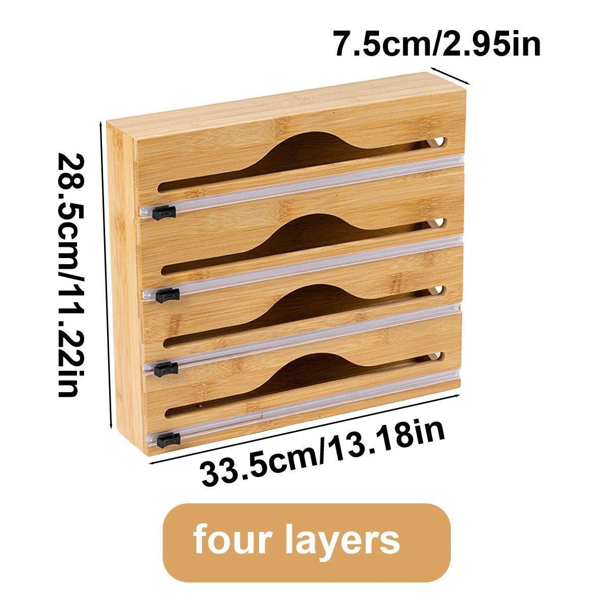 Cling Film Tin Foil Cutter, Kitchen Organizer, Bamboo Bag Cutting Box, Special Convenience, 1Pc