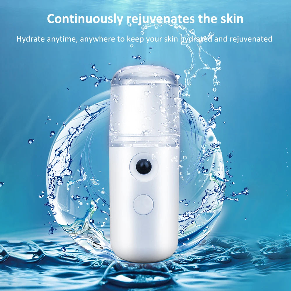 Portable Mini Facial Steamer Face Skin Care Nano Mist Sprayer Vaporizer Beauty Water Spa Nebulizer Humidifier USB Rechargeable