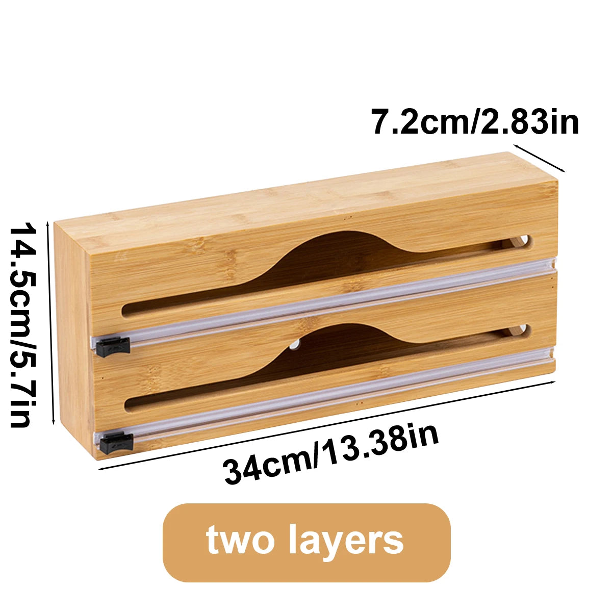 Cling Film Tin Foil Cutter, Kitchen Organizer, Bamboo Bag Cutting Box, Special Convenience, 1Pc