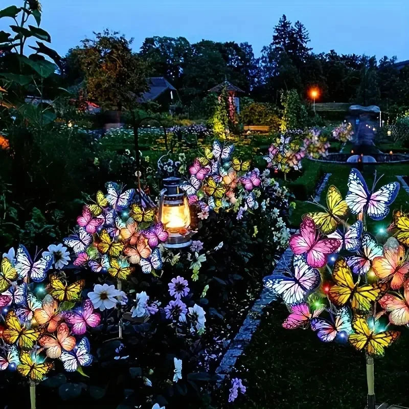 Solar LED Butterfly Flower Light Outdoor Simulation Butterfly Lawn Lamp Garden Waterproof Landscape for Home Christmas Decor