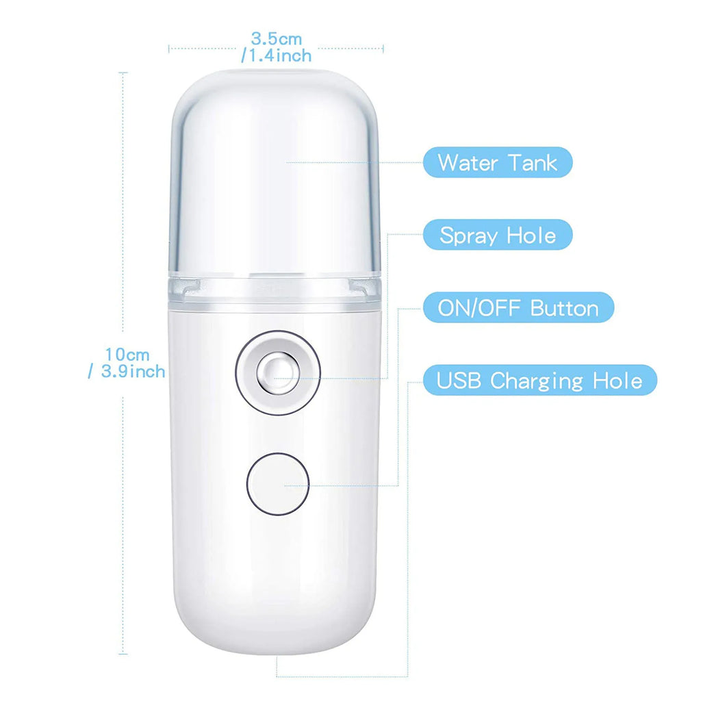 Portable Mini Facial Steamer Face Skin Care Nano Mist Sprayer Vaporizer Beauty Water Spa Nebulizer Humidifier USB Rechargeable