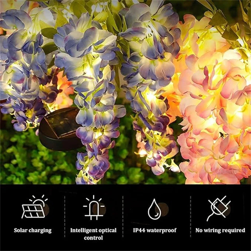 Solar Simulation Wisteria Flower Lamp Outdoor Waterproof Plug-In Lamp Is Suitable for Lawn Garden Garden Decorative Lamp